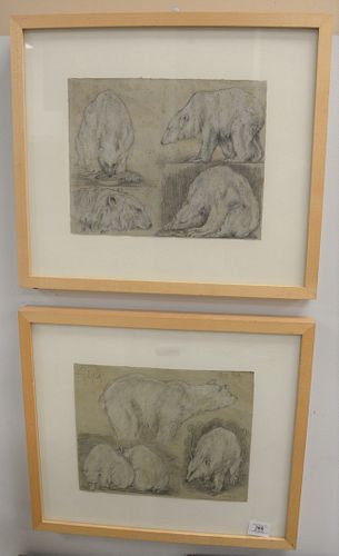 TWO FRAMED POLAR BEAR DRAWINGS,