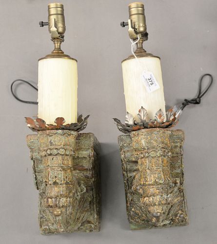 PAIR OF PAINTED WOOD SCONCES HAVING 37992a