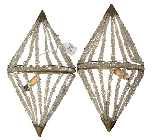 PAIR OF FRENCH BEADED WALL SCONCES  37992d