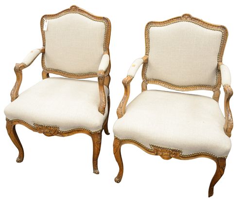 PAIR OF LOUIS XV STYLE UPHOLSTERED