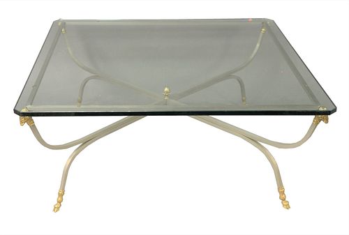 STEEL BRASS AND GLASS COFFEE TABLE  379952