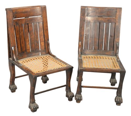 PAIR OF EGYPTIAN REVIVAL SIDE CHAIRS,