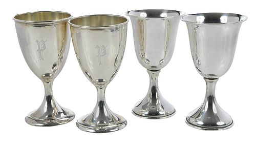 TWO SET STERLING GOBLETS, 14 PIECESAmerican,