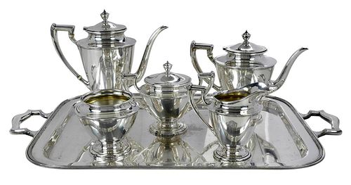 SIX PIECE WHITING STERLING TEA 3799a2