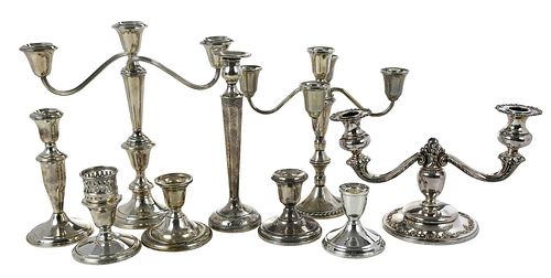 31 WEIGHTED STERLING CANDLESTICKS/CANDLEABRAAmerican,