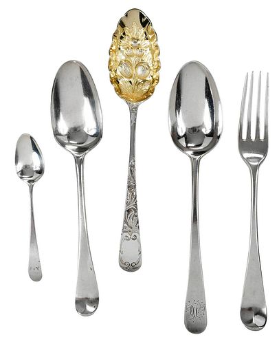 23 PIECES ENGLISH SILVER FLATWARE  3799db