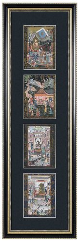 FOUR FRAMED INDO PERSIAN PAINTINGS