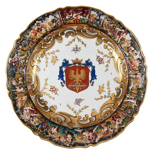 CAPODIMONTE ARMORIAL CHARGER19th