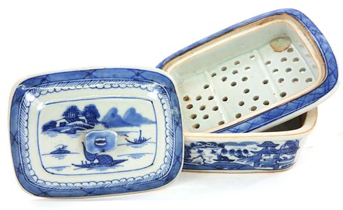 CANTON THREE PART SOAP DISH, 19TH