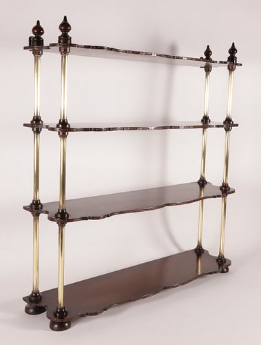 FOUR-TIER MAHOGANY AND BRASS COLUMN