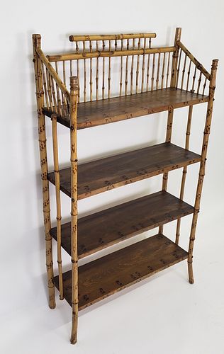 LARGE VINTAGE ENGLISH BAMBOO FOUR-TIER