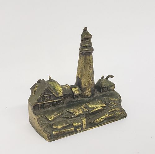 VINTAGE FIGURAL BRASS LIGHTHOUSE