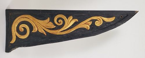 CARVED AND PAINTED SHIP'S TRAILBOARD