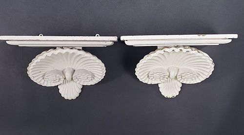 PAIR OF ANTIQUE CARVED AND PAINTED 37c216