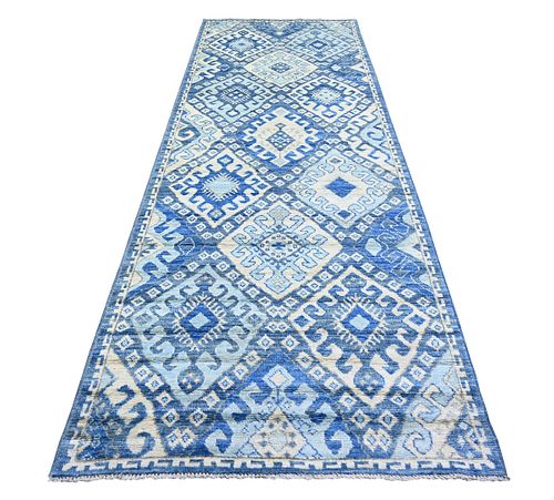BLUE HAND KNOTTED WOOL ORIENTAL