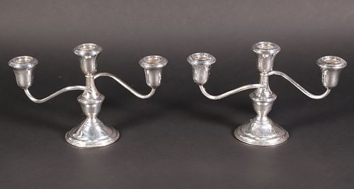 PAIR OF STERLING SILVER THREE-LIGHT