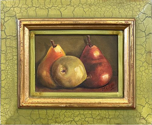 OIL ON BOARD PEAR STILL LIFE  37c32c