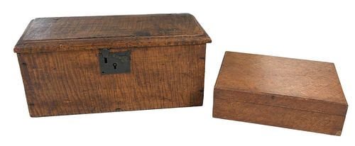 TWO LIDDED MAPLE WOOD BOXESAmerican,