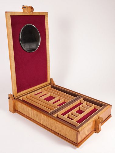 TIGER MAPLE LIFT TOP JEWELRY BOX  37c394