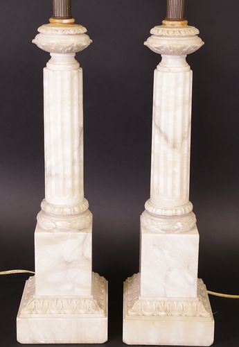 PAIR OF WHITE MARBLE CLASSICAL