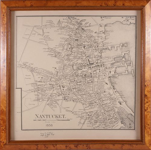 1858 NANTUCKET STREET MAP IN BURLWOOD 37c3d8