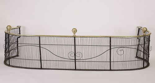 WIRE AND BRASS FIREPLACE FENDER,