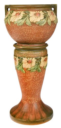 FLORAL ART POTTERY JARDINIŠRE AND STAND20th