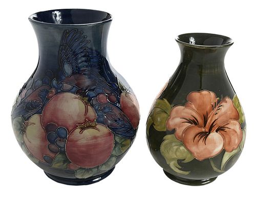 TWO MOORCROFT FLORAL AND FRUIT