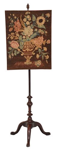 CHIPPENDALE MAHOGANY AND NEEDLEWORK