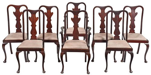 SET EIGHT QUEEN ANNE STYLE MAHOGANY