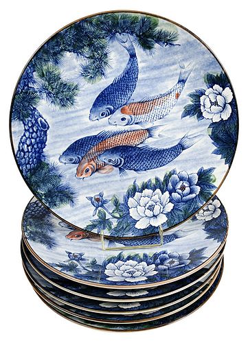 SIX SUN CERAMICS KOI FISH CHARGERSJapanese  37c42f