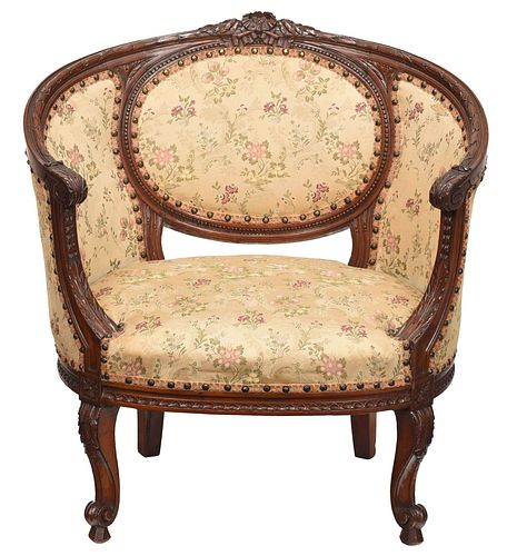 LOUIS XV STYLE CARVED WALNUT UPHOLSTERED 37c443