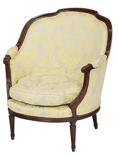 LOUIS XV STYLE CARVED WALNUT UPHOLSTERED