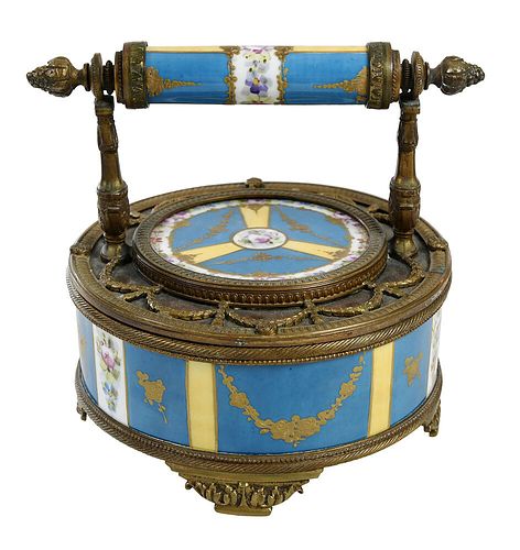 SŠVRES BRONZE MOUNTED LIDDED PORCELAIN