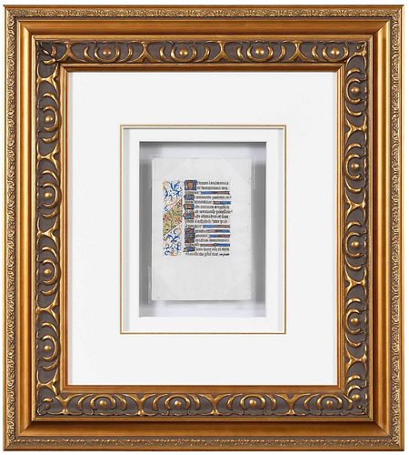 FRAMED ILLUMINATED MANUSCRIPT PAGE,