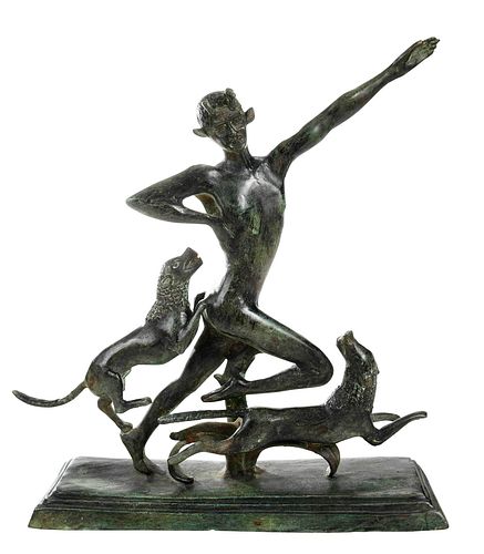 ART DECO BRONZE FIGURAL GROUP early mid 37c49b