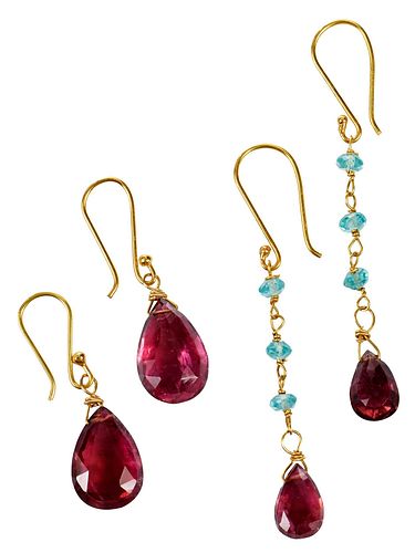 TWO PAIRS 18KT GEMSTONE EARRINGSone 37c4c3