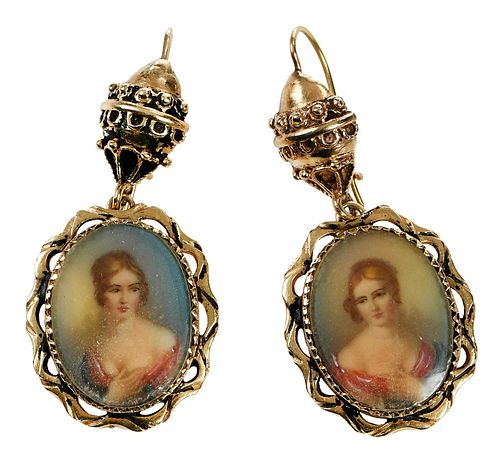 14KT. EARRINGSeach with painted