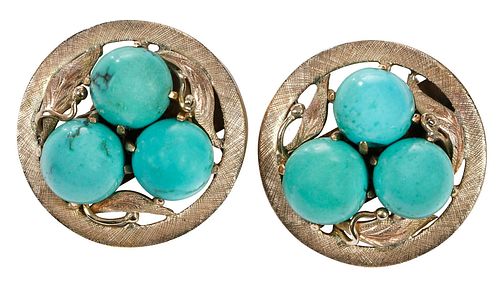 RETRO 14KT TURQUOISE EARCLIPSeach 37c4d6