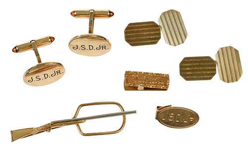 14KT CUFFLINKS AND TIE CLIPStwo 37c4e9