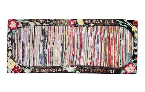 ANTIQUE AMERICAN HOOKED RUG DOUBT 37c571