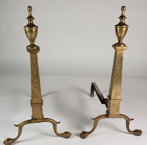 PAIR OF ANTIQUE BRASS PHILADELPHIA