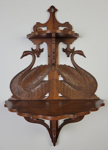 FINE ANTIQUE SWAN CARVED MAHOGANY 37c5a0