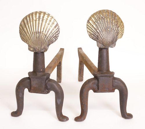 PAIR OF VINTAGE CAST IRON AND BRASS