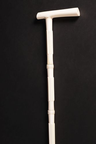 TURNED AND CARVED BONE LADY'S CANE,