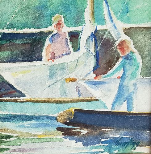 MID-CENTURY WATERCOLOR ON PAPER