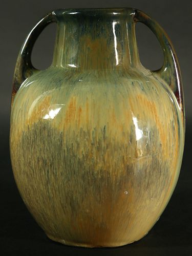 FULPER POTTERY FLAMBE GLAZED TWO HANDLED 37c651