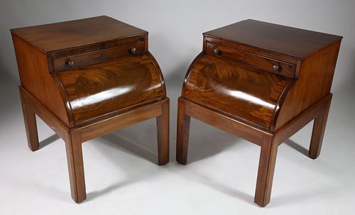 PAIR OF ANTIQUE MAHOGANY NIGHT STANDS,