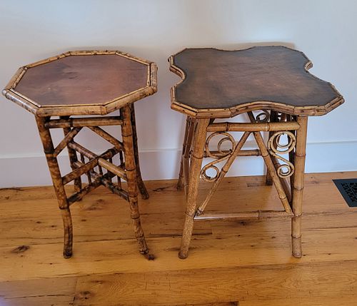 TWO VINTAGE BAMBOO SIDE TABLESTwo