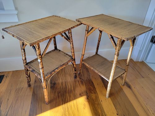 PAIR OF VINTAGE BAMBOO SIDE TABLES 37c686